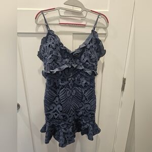 Angel Biba Blue Lace Mini Dress Women’s Medium AU10 – Ruffle Trim Sleeveless